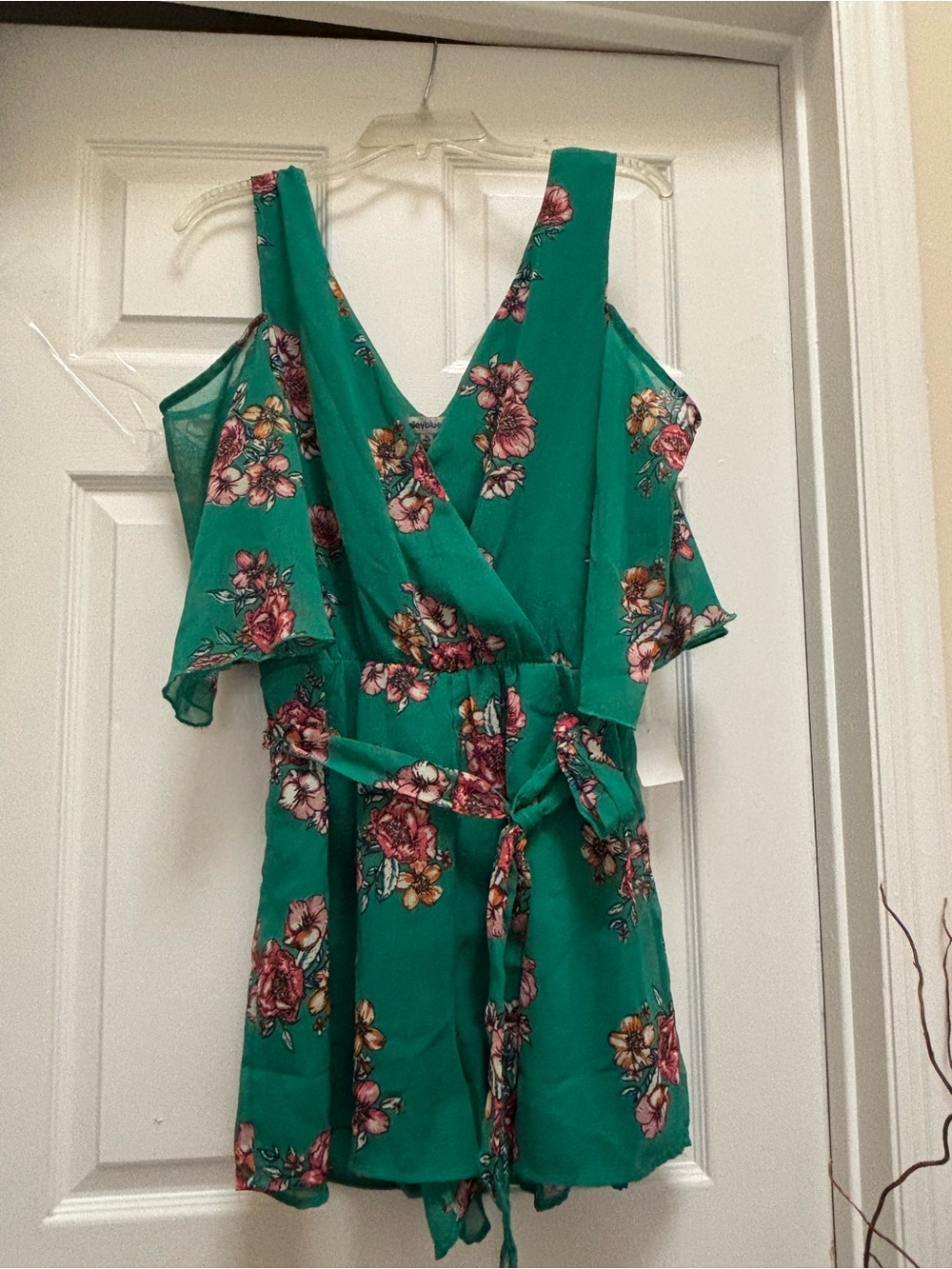 Bailey Blue Teal Floral Wrap Dress with Pink and Orange Blooms